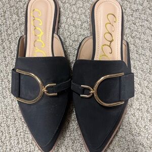 CCOCCI Black Loafers with Gold Accent
